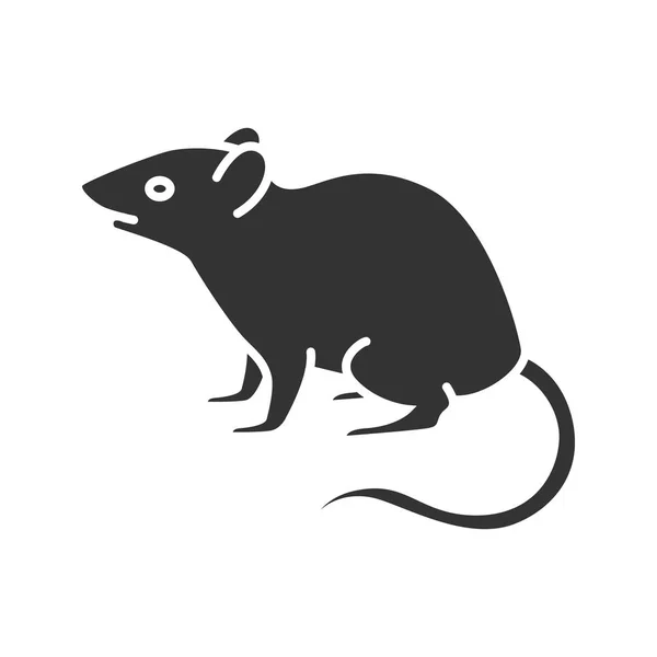 Rat Glyph Ikonen Isolerad Vit Bakgrund — Stock vektor