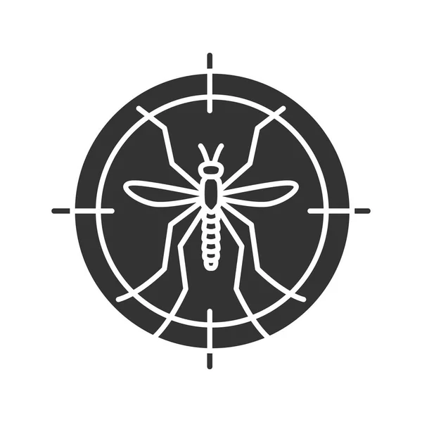在白色背景上孤立的蚊子目标字形图标 — 图库矢量图片