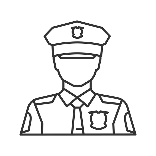 Polizist Lineares Symbol Vektorkonturabbildung Auf Weißem Hintergrund — Stockvektor