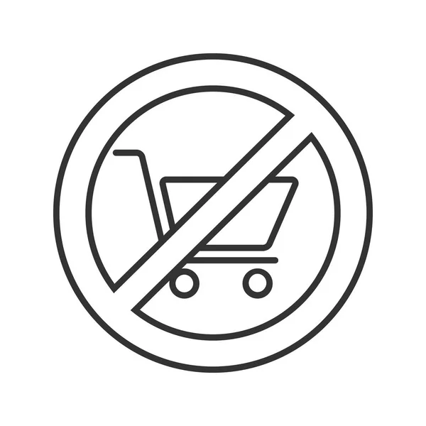 Verbotsschild Mit Linearem Symbol Für Einkaufswagen Vektorkonturabbildung Auf Weißem Hintergrund — Stockvektor