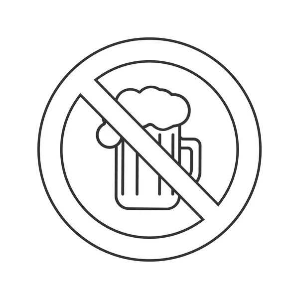Заборонений Знак Лінійною Іконою Пивної Чашки Векторна Контурна Ілюстрація Білому — стоковий вектор