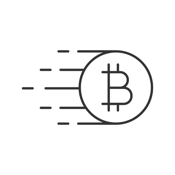 Ícone Linear Bitcoin Voador Ilustração Contorno Vetorial Fundo Branco —  Vetores de Stock