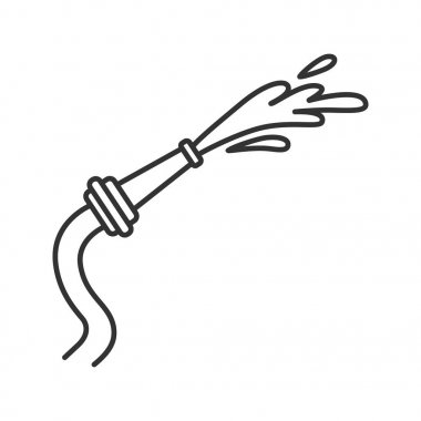 Yangın hortum doğrusal simgesi. Yangın söndürme cihazları. İnce hat illüstrasyon. Sulama. Kontur sembolü. Çizim vektör izole anahat