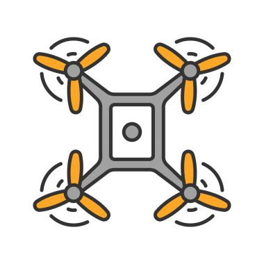 Quadcopter renk simgesi. Dron. Helikopter. İzole vektör çizim