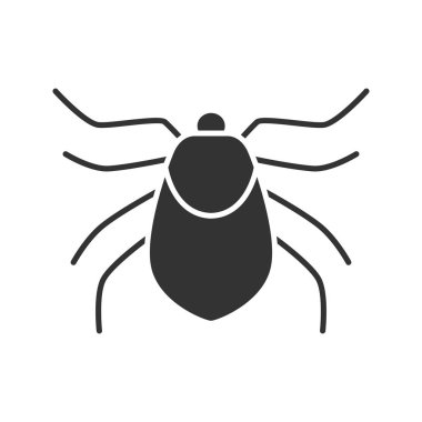 Mite glif simgesi. Acari'siniz. Siluet simge. Böcek haşere. Negatif alan. İzole vektör çizim