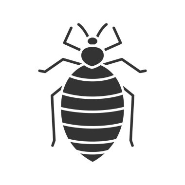 Yatak böcek glif simgesi. İnsan parazit. Siluet simge. Negatif alan. İzole vektör çizim