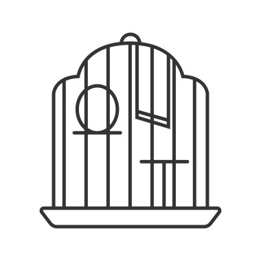 Kuş kafesi doğrusal simgesi. İnce hat illüstrasyon. Papağan kafesi. Kontur sembolü. Çizim vektör izole anahat
