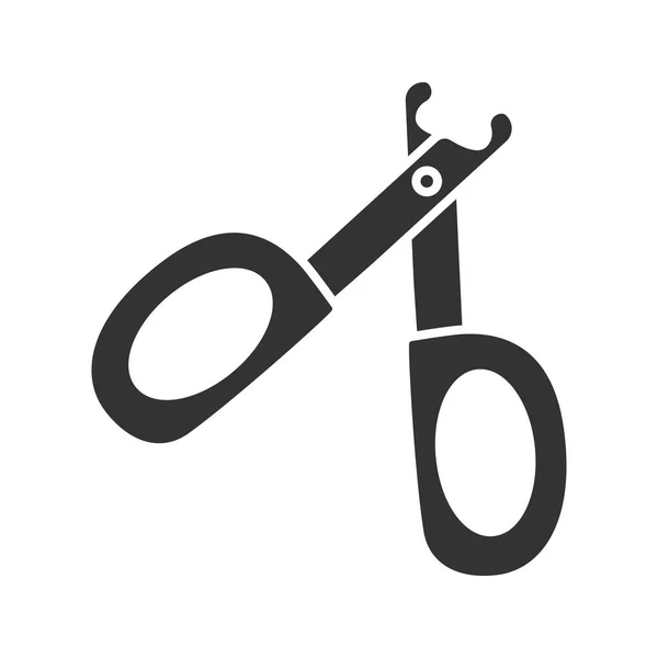Pet Nail Clippers Glyph Icon Claw Scissors Silhouette Symbol Negative — Stock Vector