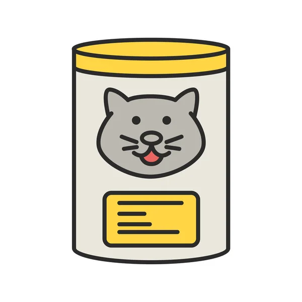 Canned Cat Food Color Icon Isolated Vector Illustration — Stock Vector