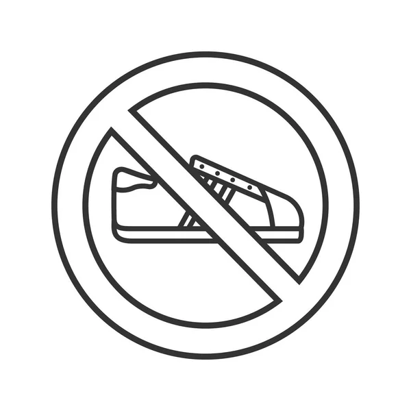 Teken Met Sneaker Lineaire Pictogram Verboden Geen Schoenen Verbod Illustratie — Stockvector