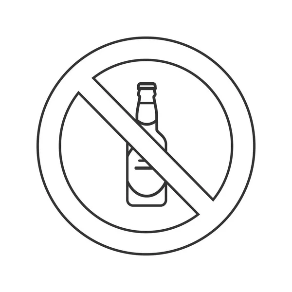 Verbotsschild Mit Bierflaschensymbol Schmalspur Illustration Kein Alkoholverbot Stopp Kontursymbol Vektor — Stockvektor