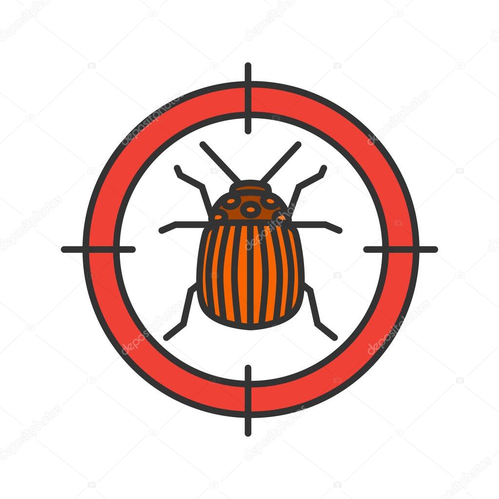 Colorado beetle target color icon. Potato bug repellent. Pest control. Isolated vector illustration