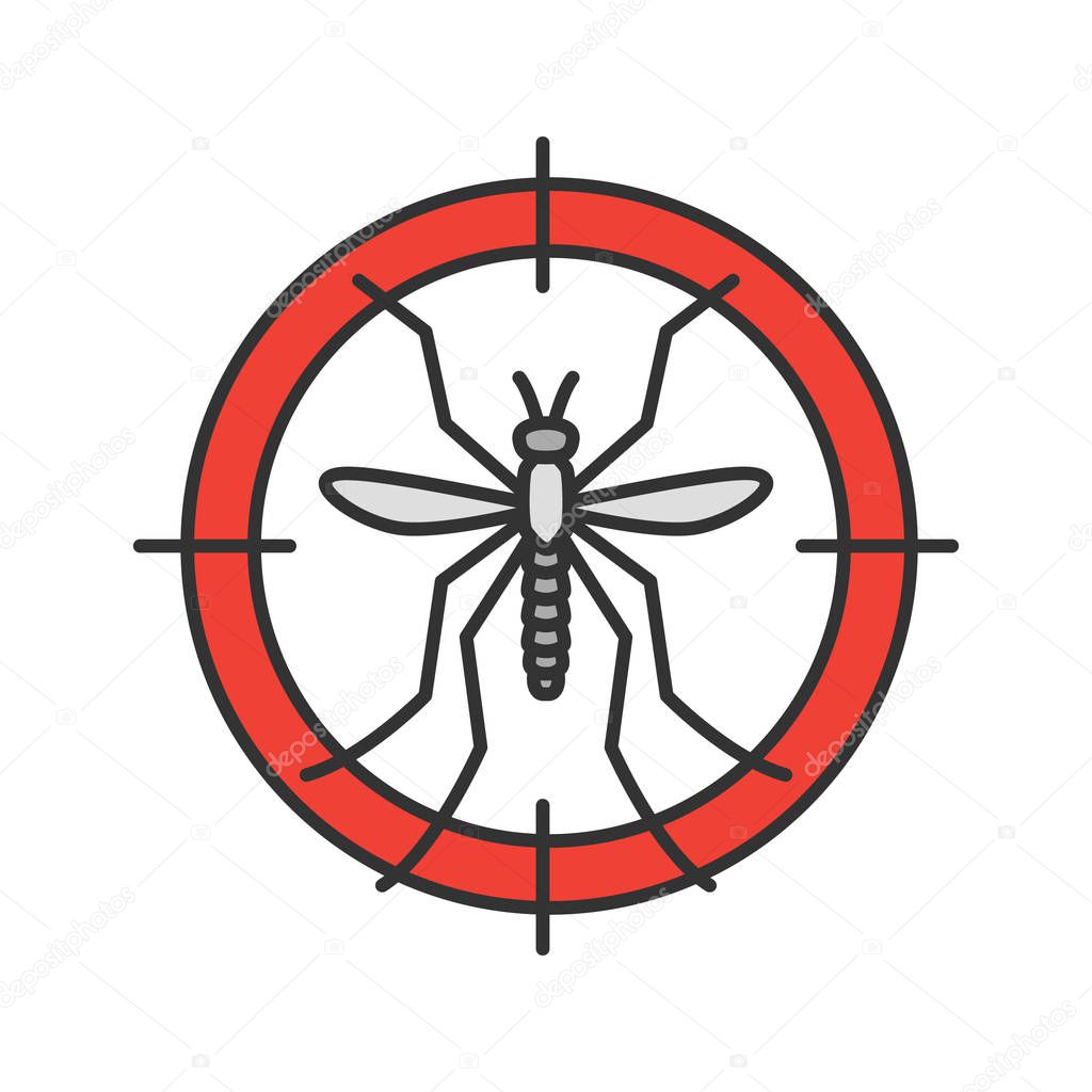 Mosquitoes target color icon. Anti-insect repellent. Isolated vector illustration
