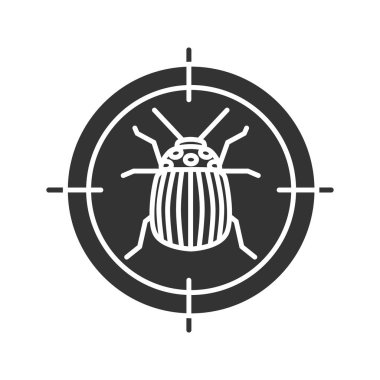 Colorado böceği hedef glif simgesi. Patates böcek kovucu. Böcek kontrolü. Siluet simge. Negatif alan. İzole vektör çizim