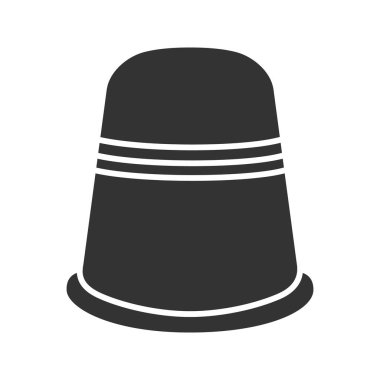 Dikiş yüksük glif simgesi. Parmak koruyucu. Siluet simge. Negatif alan. İzole vektör çizim