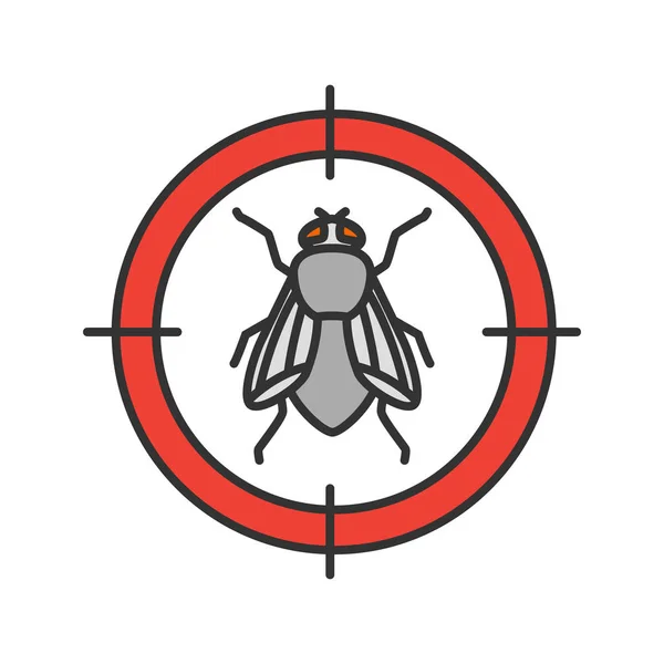 家蝇目标颜色图标 飞行昆虫驱蚊剂 孤立向量插图 — 图库矢量图片