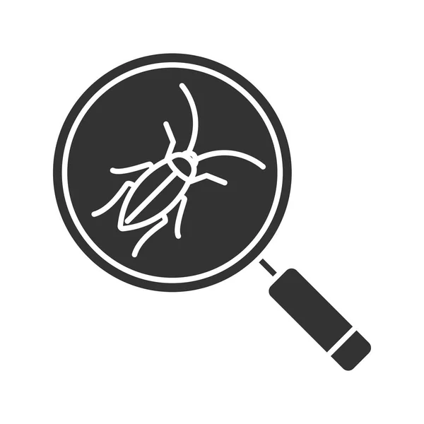 Αναζήτηση Εικονίδιο Γλύφου Κατσαρίδα Σύμβολο Σιλουέτα Υπηρεσία Ελέγχου Παρασίτων Μεγεθυντικός — Διανυσματικό Αρχείο