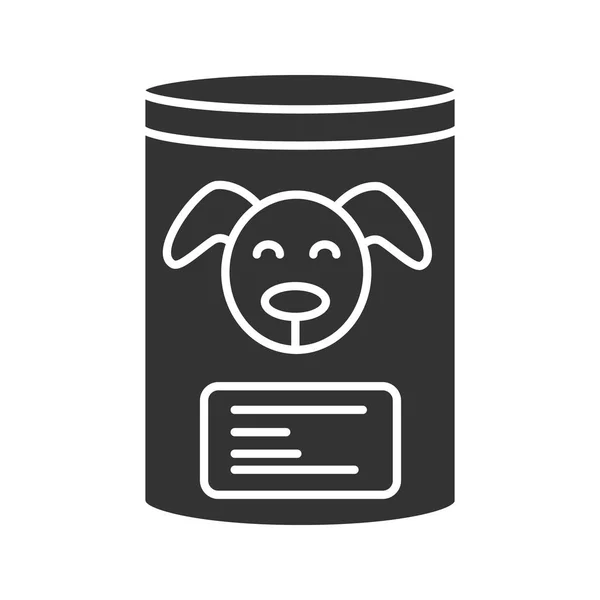 犬の缶詰食品グリフ アイコン ペットの栄養 シルエットのシンボル 否定的なスペース 分離したベクトル図 — ストックベクタ