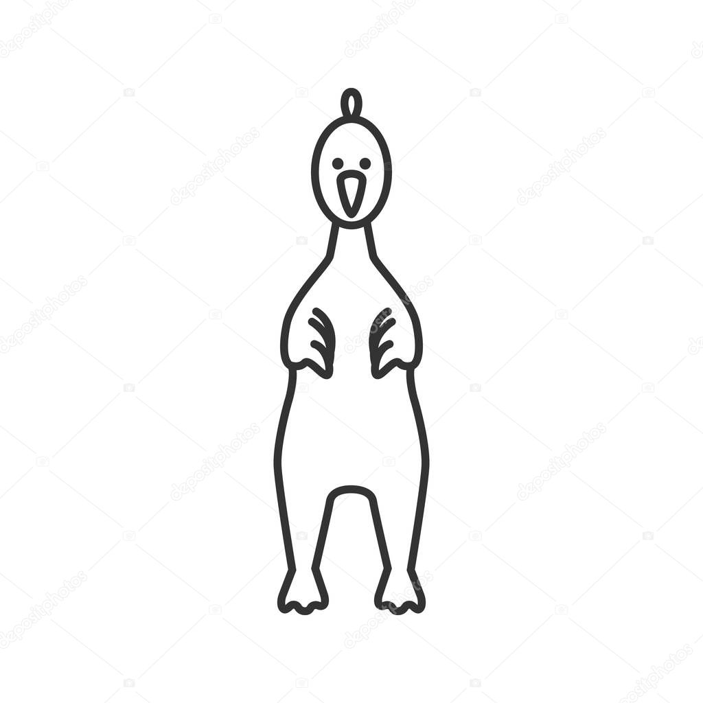 Rubber chicken linear icon. Dog's chew toy. Thin line illustration. Contour symbol. Vector isolated outline drawing