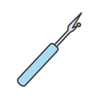 Dikiş dikiş ripper renk simgesi. Dikiş unpicking aracı. İzole vektör çizim