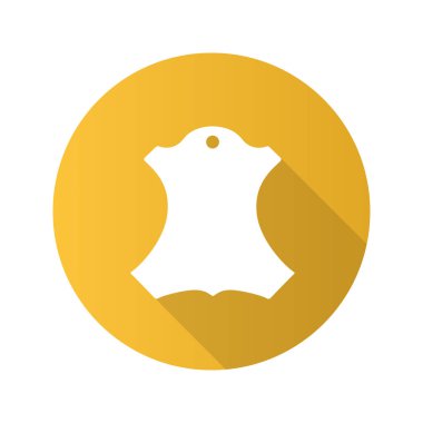 Deri veya kumaş etiket düz tasarım uzun gölge glif simgesi. Vektör siluet çizimi