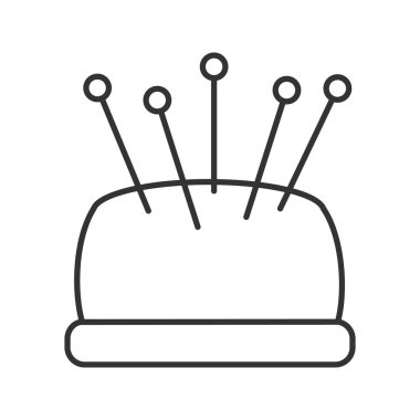 İğne doğrusal simgesi ile delik deşik. İnce hat illüstrasyon. Kontur sembolü. Çizim vektör izole anahat