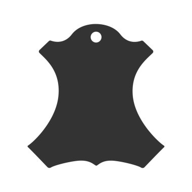 Deri veya kumaş etiket glif simgesi. Siluet simge. Negatif alan. İzole vektör çizim