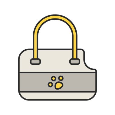 Evcil hayvan taşıyıcı renk simgesi çanta. Köpek çantası. İzole vektör çizim