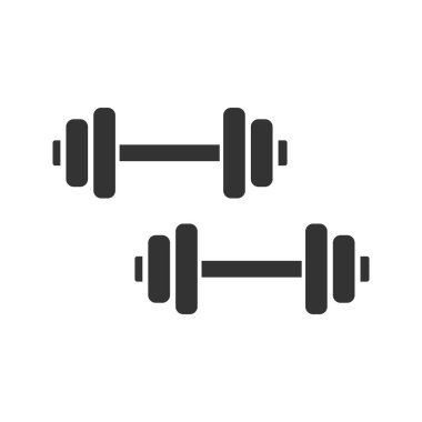 Halter glif simgesi. Siluet simge. Negatif alan. Barbell. Fitness Ekipmanları. İzole vektör çizim