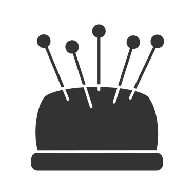 İğne glif simgesi ile delik deşik. Siluet simge. Negatif alan. İzole vektör çizim