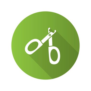 Hayvan tırnak makası düz tasarım uzun gölge glif simgesi. Pençe makas. Vektör siluet çizimi