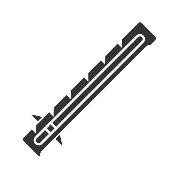 Nähspur Glyphen Symbol Herrscher Silhouette Symbol Negativer Raum Vektor Isolierte — Stockvektor