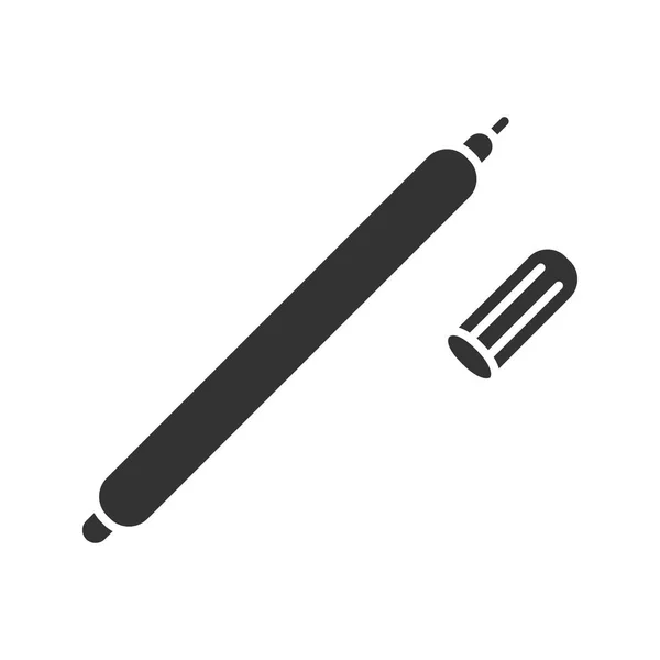 Stoff Marker Stift Glyphen Symbol Silhouette Symbol Negativer Raum Vektor — Stockvektor