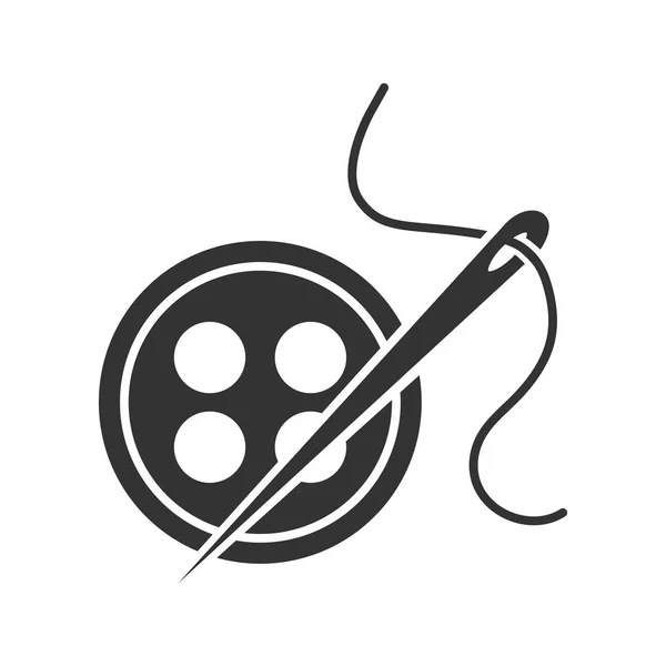 Black and white reel with thread needle Royalty Free Vector