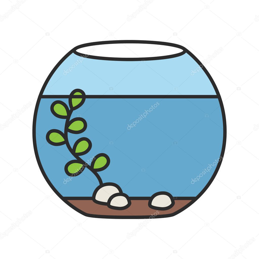Aquarium color icon. Fishkeeping. Fish tank. Isolated vector illustration