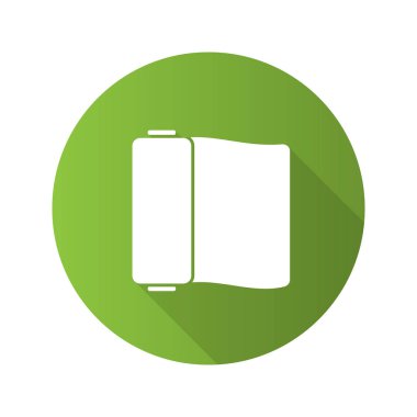 Kumaş rulo düz tasarım uzun gölge glif simgesi. Tekstil. Vektör siluet çizimi