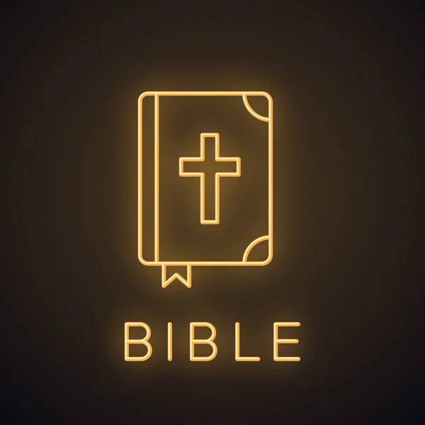 Holy Bible Neon Light Icon Glowing Sign Vector Isolated Illustration — Stock Vector