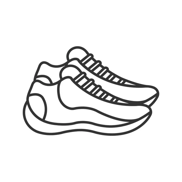 Turnschuhe Lineares Symbol Schmalspur Illustration Trainer Sportschuhe Kontursymbol Vektor Isolierte — Stockvektor