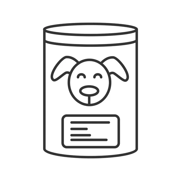 犬の缶詰食品線形アイコン 細い線の図 ペットの栄養 輪郭のシンボル ベクトル分離外形図 — ストックベクタ