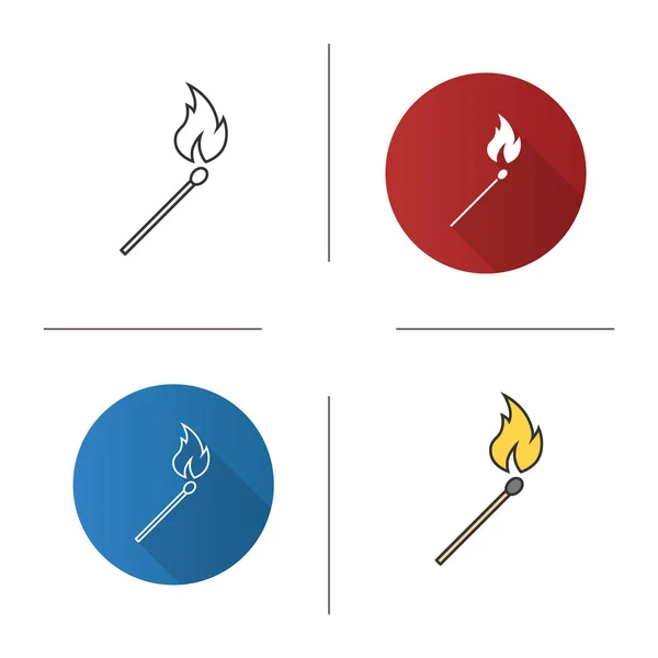 Icono Quemar Fósforos Diseño Plano Lineal Estilos Color Incendios Ilustraciones — Vector de stock