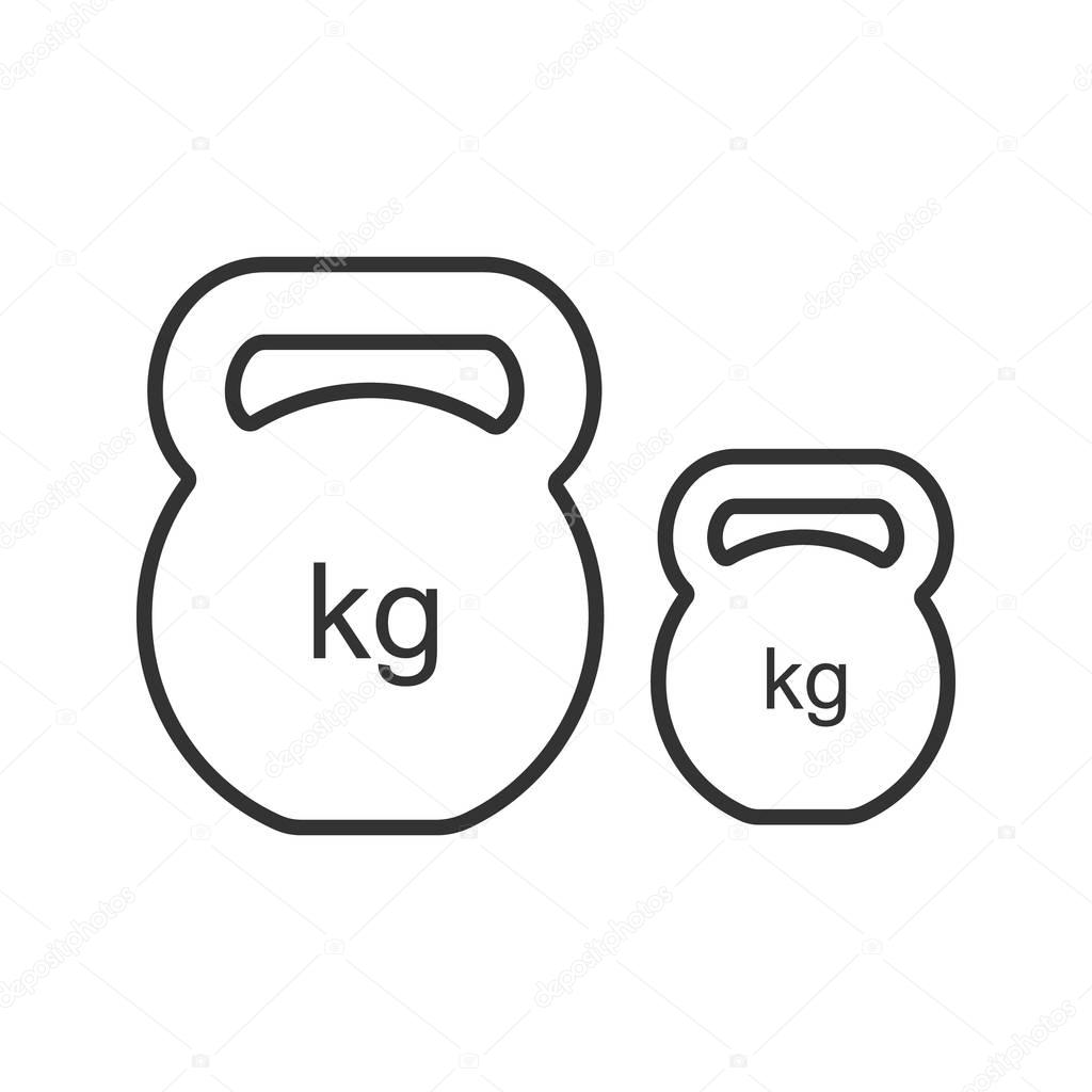 Kettlebells linear icon. Exercise weights. Thin line illustration. Sports equipment. Contour symbol. Vector isolated outline drawing