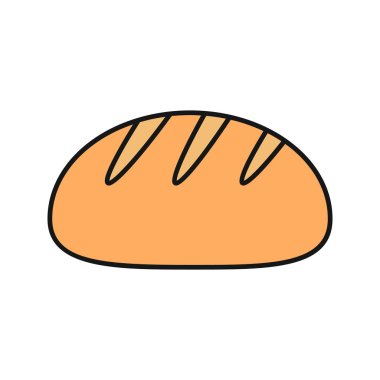 Beyaz yuvarlak ekmek renk simgesi. Ekmek. İzole vektör çizim