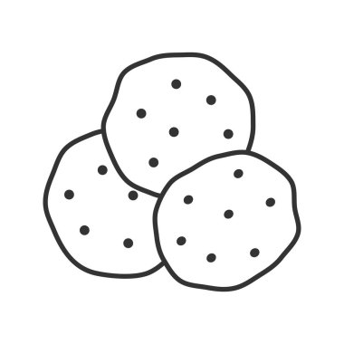 Çikolata parçaları doğrusal simgesi. İnce hat illüstrasyon. Kurabiye. Kontur sembolü. Çizim vektör izole anahat