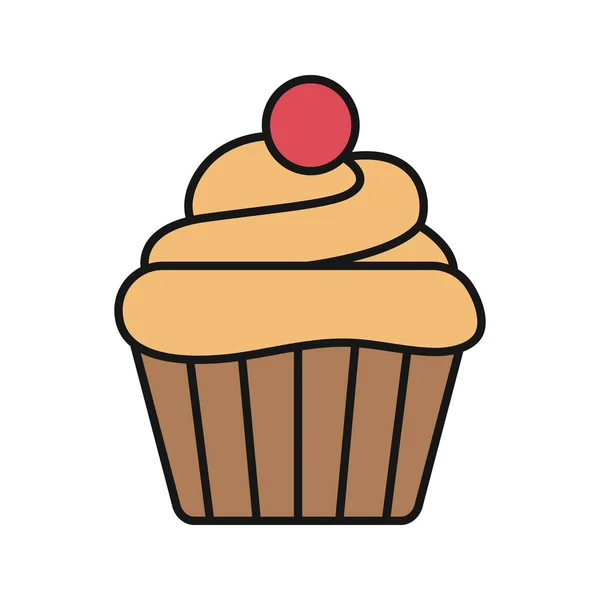 Ikona Kolor Cupcake Muffin Ilustracja Białym Tle Wektor — Wektor stockowy