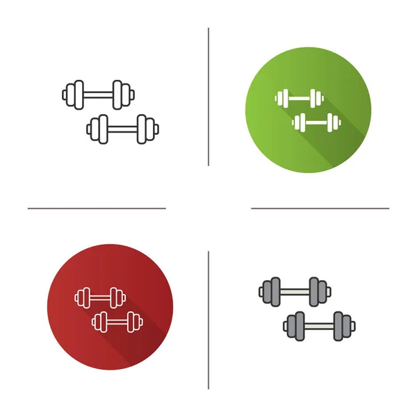 Icono Dumbbells Diseño Plano Lineal Estilos Color Barbells Equipo Fitness — Vector de stock