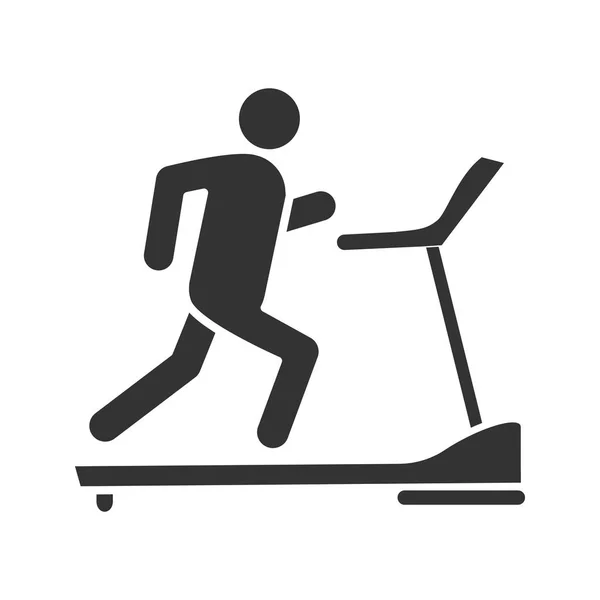 Treadmill Glyph Icon Exercise Machine Silhouette Symbol Negative Space Vector — Stock Vector