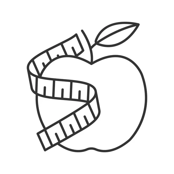 Cinta Métrica Alrededor Del Icono Lineal Manzana Ilustración Línea Delgada — Vector de stock