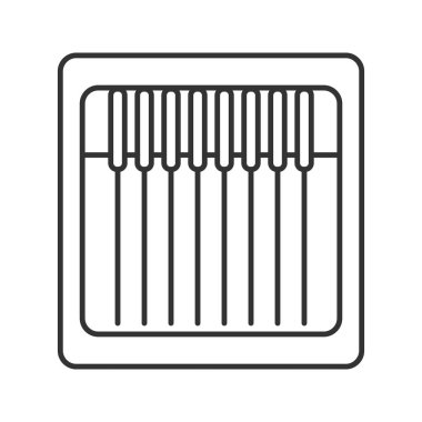 Dikiş makinesi iğneleri doğrusal simge paketi. İnce hat illüstrasyon. Kontur sembolü. Çizim vektör izole anahat