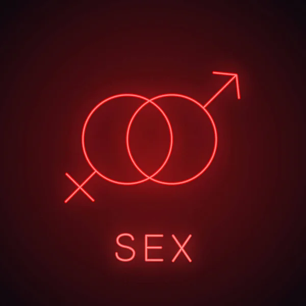 Sex Neonljus Ikonen Förreglade Man Och Kvinna Symboler Kön Glödande — Stock vektor