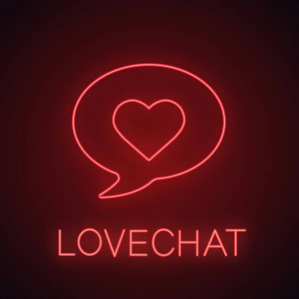 Pictogram Voor Romantische Conversatie Neon Licht Tekstballon Met Hart Vorm — Stockvector